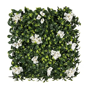 artificial wall grass for home decoration 7 pcs i grass mat for wall i vertical garden artificial plants green with large white flowers 50cm x 50cm x 5cm plastic pack of 7