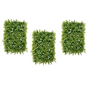 artificial wall grass for home decoration 3 pcs i grass mat for wall i vertical garden artificial plants green with white flowers 60cm x 40cm x 8cm plastic pack of 3