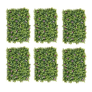 golden cart artificial wall grass for home decoration 6 pcs i grass mat for wall i vertical garden artificial wall plants green with purple flowers 60cm x 40cm x 8cm pack of 6