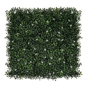 artificial wall grass for home decoration 7 pcs i grass mat for wall i vertical garden artificial plants lemon green white flowers design 50cm x 50cm x 5cm plastic pack of 7