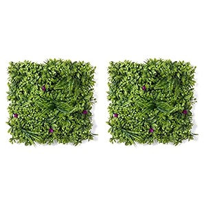 golden cart artificial wall grass for home decoration 2 pcs i grass mat for wall i vertical garden artificial wall plants green amp purple design 50cm x 50cm x 5cm pack of 2