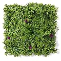 Golden Cart Artificial Wall Grass for Home Decoration (12 Pcs) I Grass Mat for Wall I Vertical Garden Artificial Wall Plants (Green &amp; Purple Design, 50cm X 50cm X 5cm, Pack of 12)