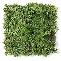 Artificial Grass Mat for Home Decoration - Vertical Garden Wall Plants (Green &amp; Purple Design, 50cm X 50cm X 5cm, Pack of 1)