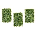 Golden Cart Artificial Wall Grass for Home Decoration (3 Pcs) I Grass Mat for Wall I Vertical Garden Artificial Wall Plants (Green with Purple Flowers, 60cm X 40cm X 8cm, Pack of 3)