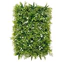 Artificial Wall Grass for Home Decoration (10 Pcs) I Grass Mat for Wall I Vertical Garden Artificial Plants (Green with White Flowers, 60cm X 40cm X 8cm, Plastic, Pack of 10)