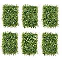 Artificial Wall Grass for Home Decoration (6 Pcs) I Grass Mat for Wall I Vertical Garden Artificial Plants (Green with White Flowers, 60cm X 40cm X 8cm, Plastic, Pack of 6)