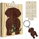 Golden Doodle Dog Leash Holder Wall Mount with Scrabble Letters, Wooden Dog Wall Hook Organizer, Pet Collar and Harness Hanger for Entryway, Key Hook Gift for Pet Lovers, Home Decoration PF297-39