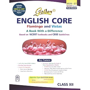 golden english class 12  based on new ncert textbooks flamingo and vistas for cbse 2027 board exams includes solved cbse amp cuet 2026 2025 and 2024 papers