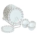 Golden Fish Opel Classic Floral Printed Melamine Round 6 Full Dinner Plates, 6 Half Plates &amp; 12 Veg. Bowl Set|| Mini Dinning Set (Pack of 24; OPEL-2-MDS-24)