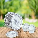 Golden Fish Opel Classic Melamine Round 6 Full Dinner Plates, 6 Half Plates & 12 Veg. Bowl Set|| Mini Dinning Set (Pack of 24; OPEL-1-MDS-24)