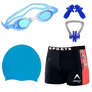 golden girl men swimming costume  shorts  trunk goggles cap 2 earplug nose clip swimsuit swimming kit