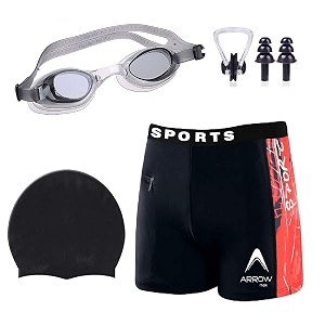 golden girl men swimming costume  shorts  trunk goggles cap 2 earplug nose clip swimsuit swimming kit