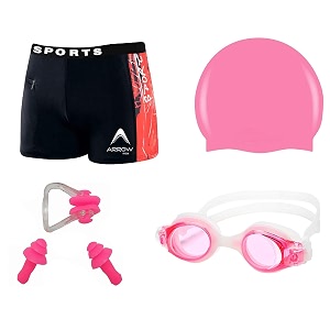 golden girl men swimming costume  shorts  trunk goggles cap 2 earplug nose clip swimsuit swimming kit