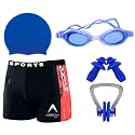 GOLDEN GIRL Swimming Kit for Boy Kids with Swimming Shorts Silicone Swimming Cap Anti Fog Swimming Goggles 2 Pc Ear Plugs and 1 Nose Clip Combo