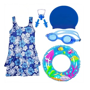golden girl swimming set for kids amp girls with swimming goggles cap swim costumes ear plug amp nose clip  female swimming kit combo
