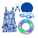 Golden Girl Swimming Set for Kids &amp; Girls with Swimming Goggles, Cap, Swim Costumes, Ear Plug &amp; Nose Clip | Female Swimming kit Combo
