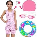 Golden Girl Swimming Set for Kids &amp; Girls with Swimming Goggles, Cap, Swim Costumes, Ear Plug &amp; Nose Clip | Female Swimming kit Combo