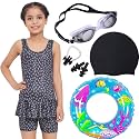 Golden Girl Swimming Set for Kids &amp; Girls with Swimming Goggles, Cap, Swim Costumes, Ear Plug &amp; Nose Clip | Female Swimming kit Combo