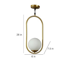 golden hanging in frosted glass lamp for bedroom hanging lamps for living room hanging lights for restaurant pack of 1 without bulb