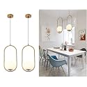 Golden Hanging in Frosted Glass Lamp for Bedroom, Hanging Lamps for Living Room, Hanging Lights for Restaurant (Pack of 1) (Without Bulb)
