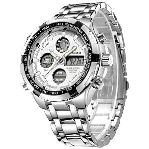 GOLDEN HOUR Luxury Stainless Steel Analog Digital