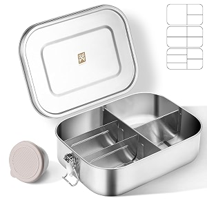 golden key 47qz stainless steel bento box with 5 compartments1400ml large amp thickened metal lunch box for kids or adultseco-friendly leak-proof container with lockable clips