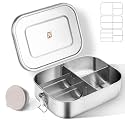 GOLDEN KEY 47QZ Stainless Steel Bento Box with 5 Compartments,1400ml Large & Thickened Metal Lunch Box for Kids or Adults,Eco-friendly Leak-Proof Container with Lockable Clips