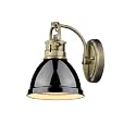 Golden Lighting 3602-BA1 AB-BK Duncan Bath Vanity, 8.25"L x 6.5"W x 8.5"H, Aged Brass with a Black Shade