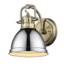 Golden Lighting 3602-BA1 AB-CH Duncan Bath Vanity, 8.25"L x 6.5"W x 8.5"H, Aged Brass with a Chrome Shade