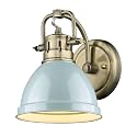 Golden Lighting 3602-BA1 AB-SF Duncan Bath Vanity, 8.25"L x 6.5"W x 8.5"H, Aged Brass with a Seafoam Shade- Vanity Light, Vanity Lights, Bathroom Lighting, Bathroom Vanity Light,