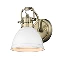 Golden Lighting 3602-BA1 AB-WHT Duncan Bath Vanity, 8.25"L x 6.5"W x 8.5"H, Aged Brass with a Matte White Shade