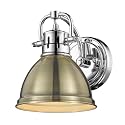 Golden Lighting 3602-BA1 CH-AB Duncan Bath Vanity, 8.25"L x 6.5"W x 8.5"H, Chrome with an Aged Brass Shade