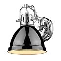 Golden Lighting 3602-BA1 CH-BK Duncan 1 Light Bath Vanity, Silver- Vanity Light, Vanity Lights, Bathroom Vanity Light, Vanity lights for bathroom, Bathroom lights over mirror,