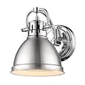 Golden Lighting 3602-BA1 CH-PW Duncan Bath Vanity, 8.25"L x 6.5"W x 8.5"H, Chrome with a Pewter Shade