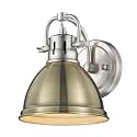 Golden Lighting 3602-BA1 PW-AB Duncan Bath Vanity, 8.25"L x 6.5"W x 8.5"H, Pewter with an Aged Brass Shade