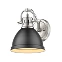 Golden Lighting 3602-BA1 PW-BLK Duncan Bath Vanity, 8.25"L x 6.5"W x 8.5"H, Pewter with a Matte Black Shade- Vanity Lights, Bathroom Vanity Lights, Bathroom Light Fixtures, Vanity Light