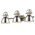 Golden Lighting 3602-BA3 AB-CH Duncan Bath Vanity, Transitional, Aged Brass with Chrome Shades