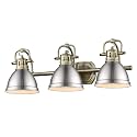 Golden Lighting 3602-BA3 AB-PW Duncan Bath Vanity, Transitional, Aged Brass with Pewter Shades