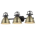 Golden Lighting 3602-BA3 BLK-AB Duncan Bath Vanity, Transitional, Matte Black with Aged Brass Shades