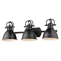 Golden Lighting 3602-BA3 BLK Duncan Bath Vanity Light Fixture, Matte Black with Matte Black Shades- Bathroom Light Fixtures, Vanity Lights for Bathroom, Bathroom Vanity Light,