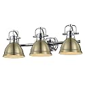 Golden Lighting 3602-BA3 CH-AB Duncan Bath Vanity, Transitional, Chrome with Aged Brass Shades