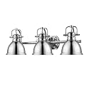 Golden Lighting 3602-BA3 CH Duncan Bath Vanity, Chrome with Chrome Shades