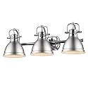 Golden Lighting 3602-BA3 CH-PW Duncan Bath Vanity, Transitional, Chrome with Pewter Shades