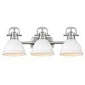 Golden Lighting 3602-BA3 PW-WHT Duncan Bath Vanity, Transitional, Pewter with Matte White Shades