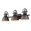 Golden Lighting 3602-BA3 RBZ Duncan Bath Vanity, Rubbed Bronze with Rubbed Bronze Shades- Vanity Lights, Bathroom Vanity Lights, Bathroom Light Fixture, Bathroom Vanity Light