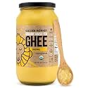 GOLDEN MONKEY Organic Ghee Butter – Grass Fed Clarified Butter for Cooking, Baking, Keto & Gut Health – Ghee Butter Organic Grass Fed from Small Farms – Smooth Spread with High Smoke Point (32oz)
