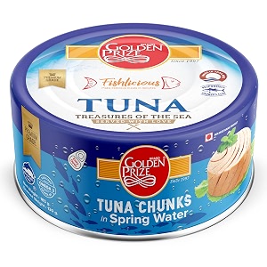 golden prize canned tuna chunks in spring water 185g pack of 1