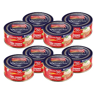 golden prize canned tuna chunks in tomato sauce 185g pack of 8