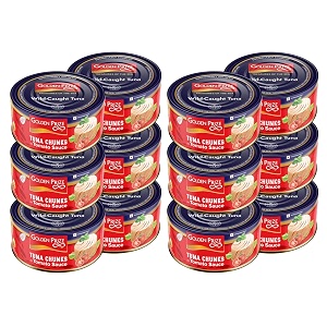 golden prize canned tuna chunks in tomato sauce 185g pack of 12