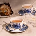 GOLDEN QUEEN'S Floral Cups, Saucer &amp; Spoons Set for Coffee/Tea/Hot Drinks - Set of 6 Cups, 6 Saucers &amp; 6 Spoons (Blue Orchid)